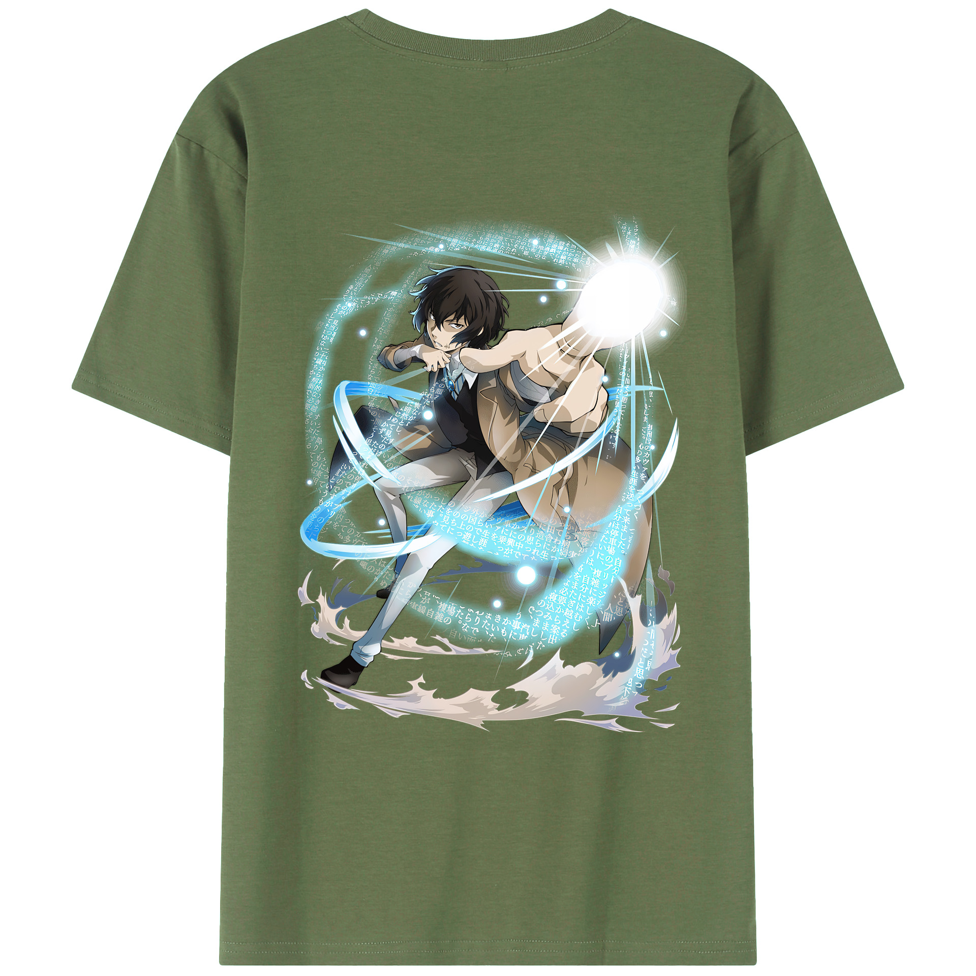 （画像用） 文豪ストレイドッグス Bungo Stray Dogs 綿100％ メンズ半袖Tシャツ（バックプリント） 通気性